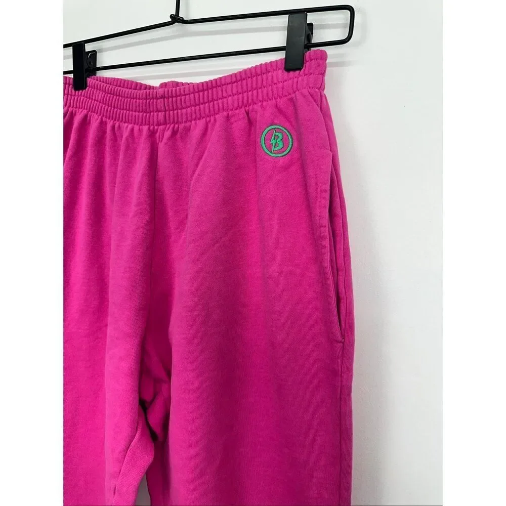 Body by Raven Tracy Pink Green Backshot Logo High Rise Elastic Waist Jogger Swea - Picture 8 of 16